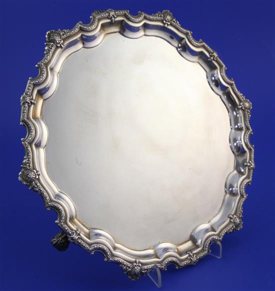 A 1950s Brittania standard silver salver by Garrard & Co Ltd, 26 oz.